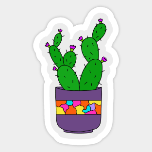 Cute Cactus Design #202: Pretty Cacti Bunch In Lovely Pot Sticker